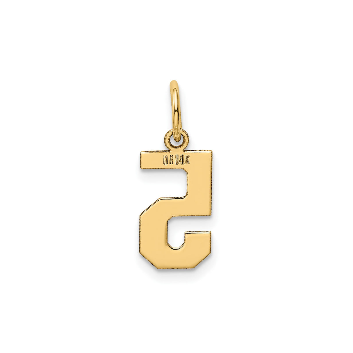 14k Yellow Gold Number 5 Pendant Charm, Bold Block Numeral Design, Unisex Jewelry
