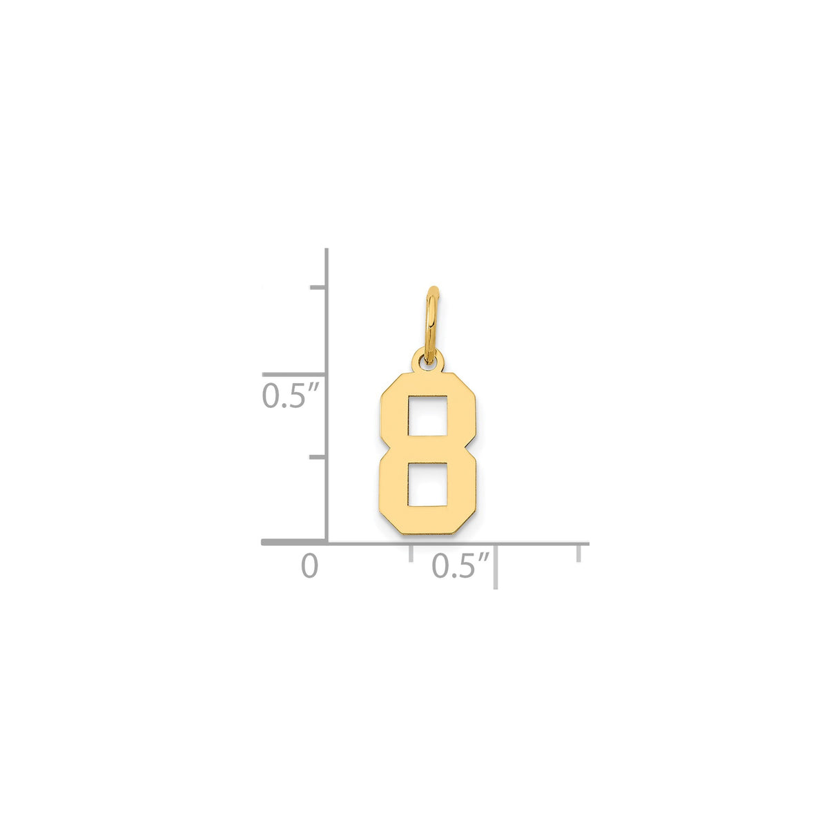 14k Yellow Gold Number 8 Pendant Charm, Block Font, Unisex Lucky Symbol or Sports Fan Jewelry