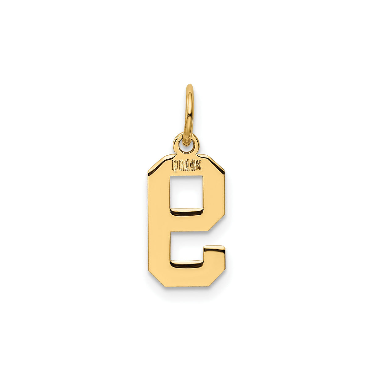 14k Yellow Gold Number 9 Pendant Charm, Block Style Unisex Sports Jewelry