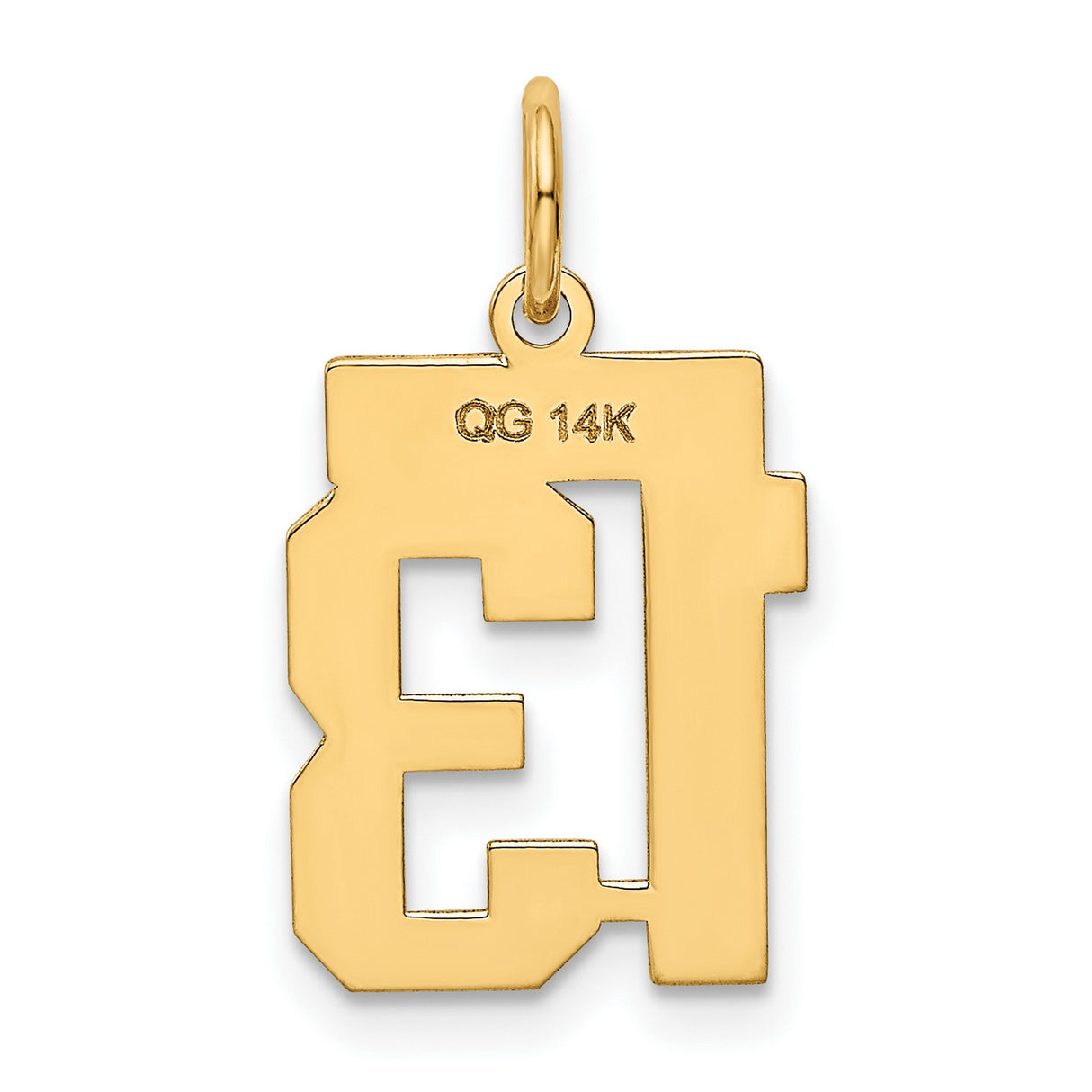 14k Yellow Gold Number 13 Pendant, Bold Lucky Thirteen Streetwear Charm for Men or Unisex
