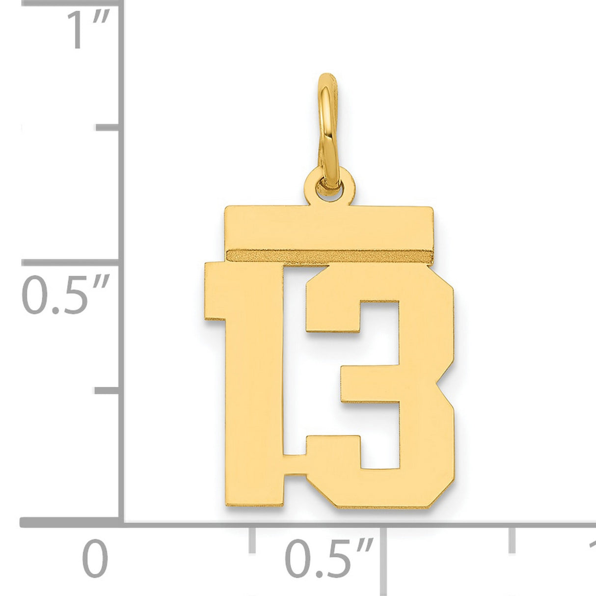 14k Yellow Gold Number 13 Pendant, Bold Lucky Thirteen Streetwear Charm for Men or Unisex
