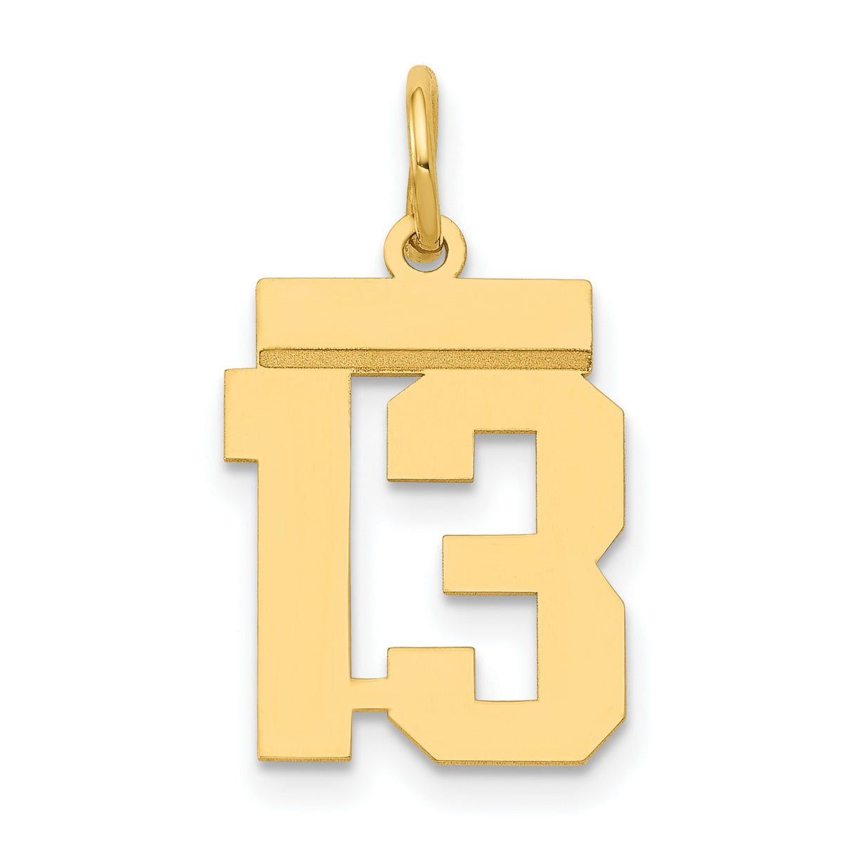 14k Yellow Gold Number 13 Pendant, Bold Lucky Thirteen Streetwear Charm for Men or Unisex