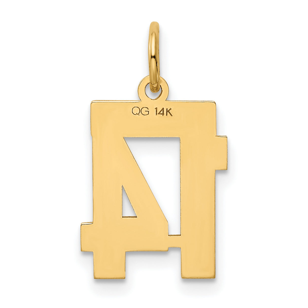 14k Yellow Gold Number 14 Pendant, Bold Block Numerals, Unisex Sports or Birthday Charm