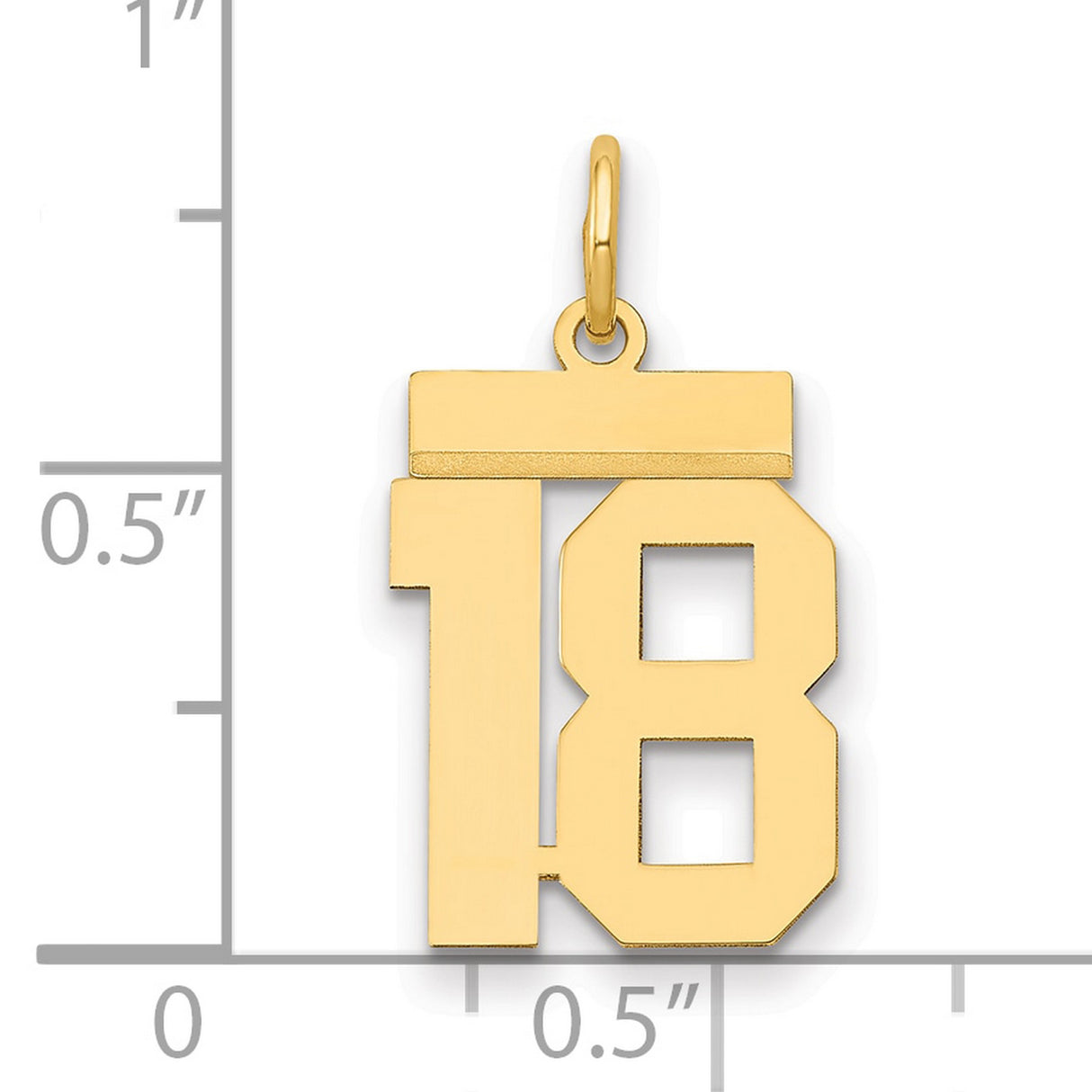 Small Polished Number 18 Charm Pendant in Real 14k Yellow Gold