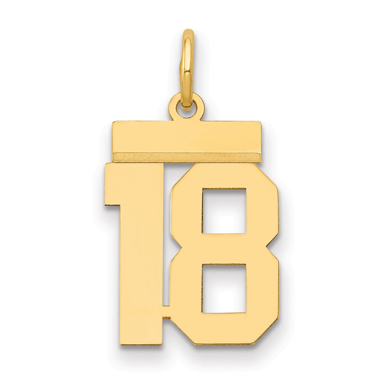 Small Polished Number 18 Charm Pendant in Real 14k Yellow Gold