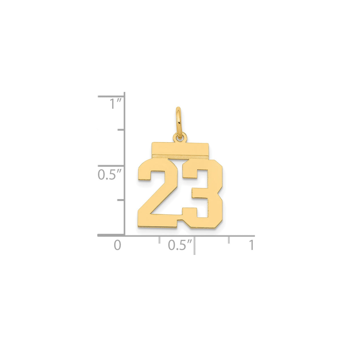 14k Yellow Gold Number 23 Pendant, Bold Jersey Style Sports Charm for Men and Unisex