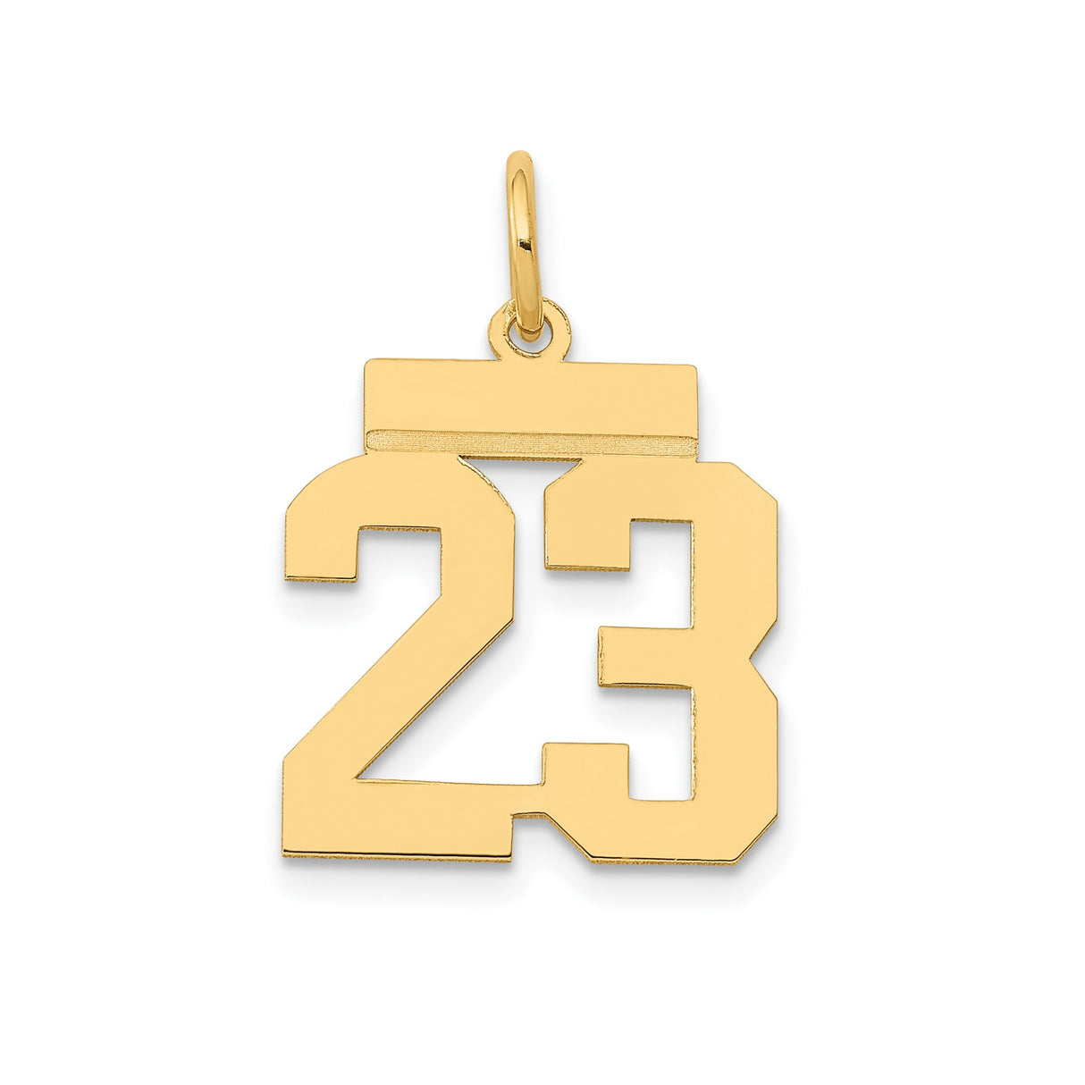 14k Yellow Gold Number 23 Pendant, Bold Jersey Style Sports Charm for Men and Unisex