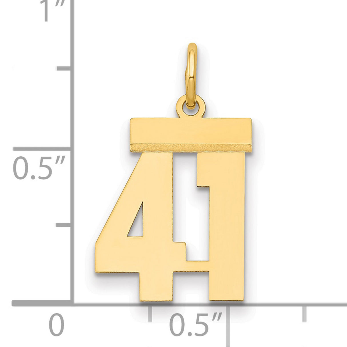 14k Yellow Gold Number 41 Pendant Charm, Polished Block Style Numerals, Unisex Jewelry