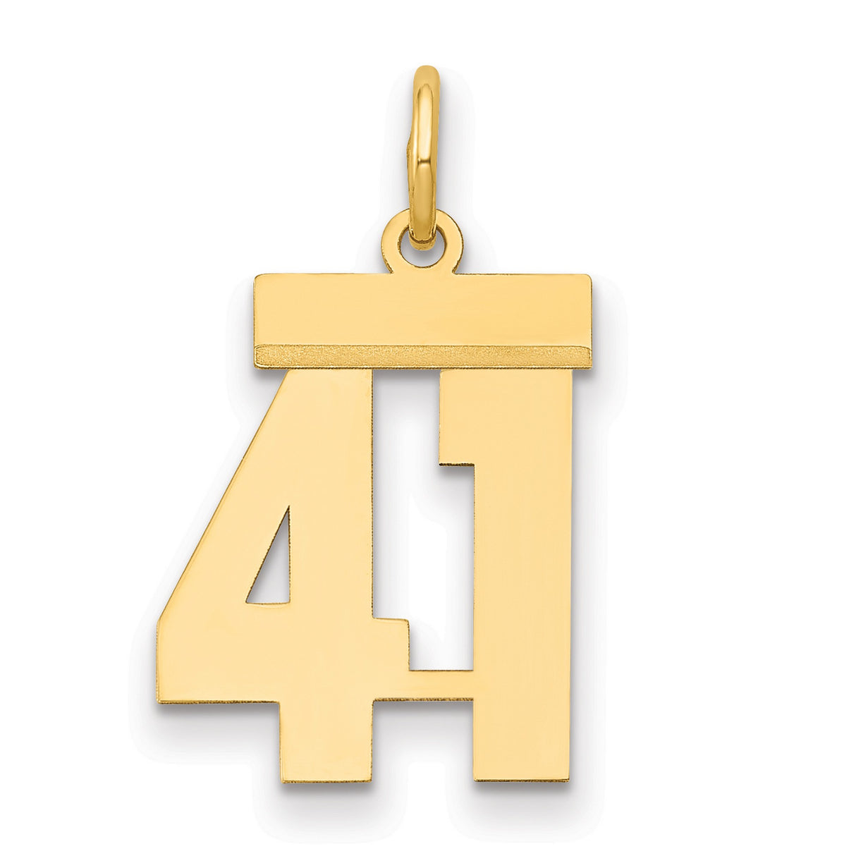 14k Yellow Gold Number 41 Pendant Charm, Polished Block Style Numerals, Unisex Jewelry