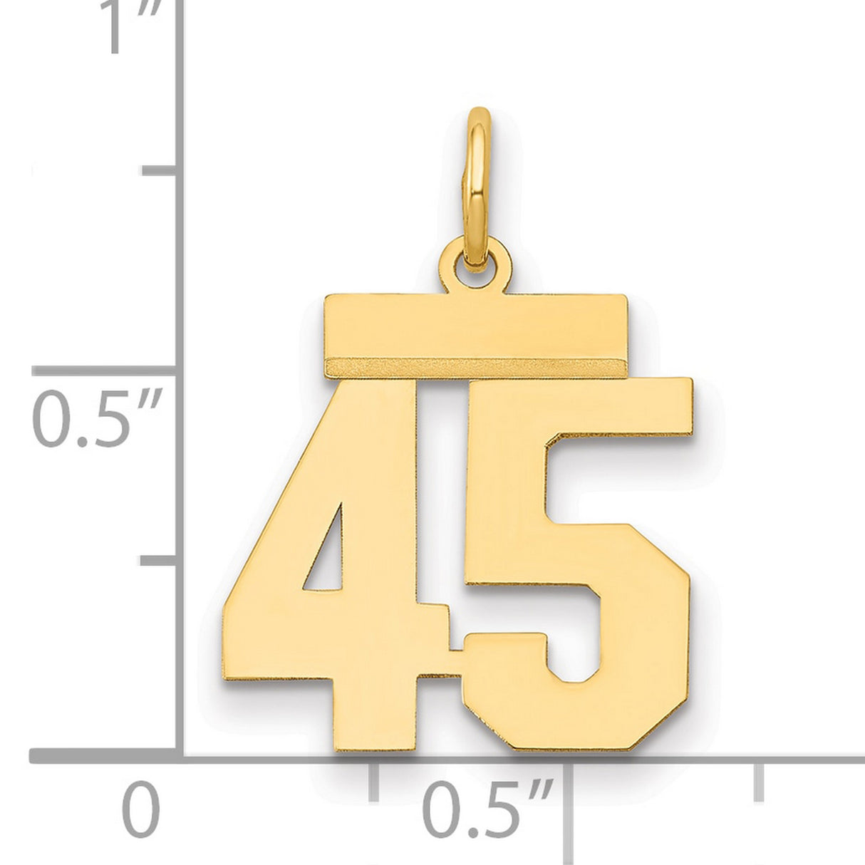 14k Yellow Gold Number 45 Pendant, Bold Sports Jersey Style Charm for Men or Women