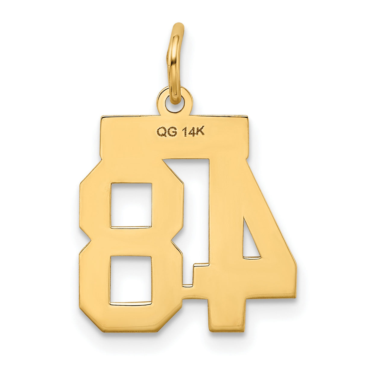 14k Yellow Gold Number 48 Pendant, Polished Sports Jersey Style Charm for Men or Unisex Wear