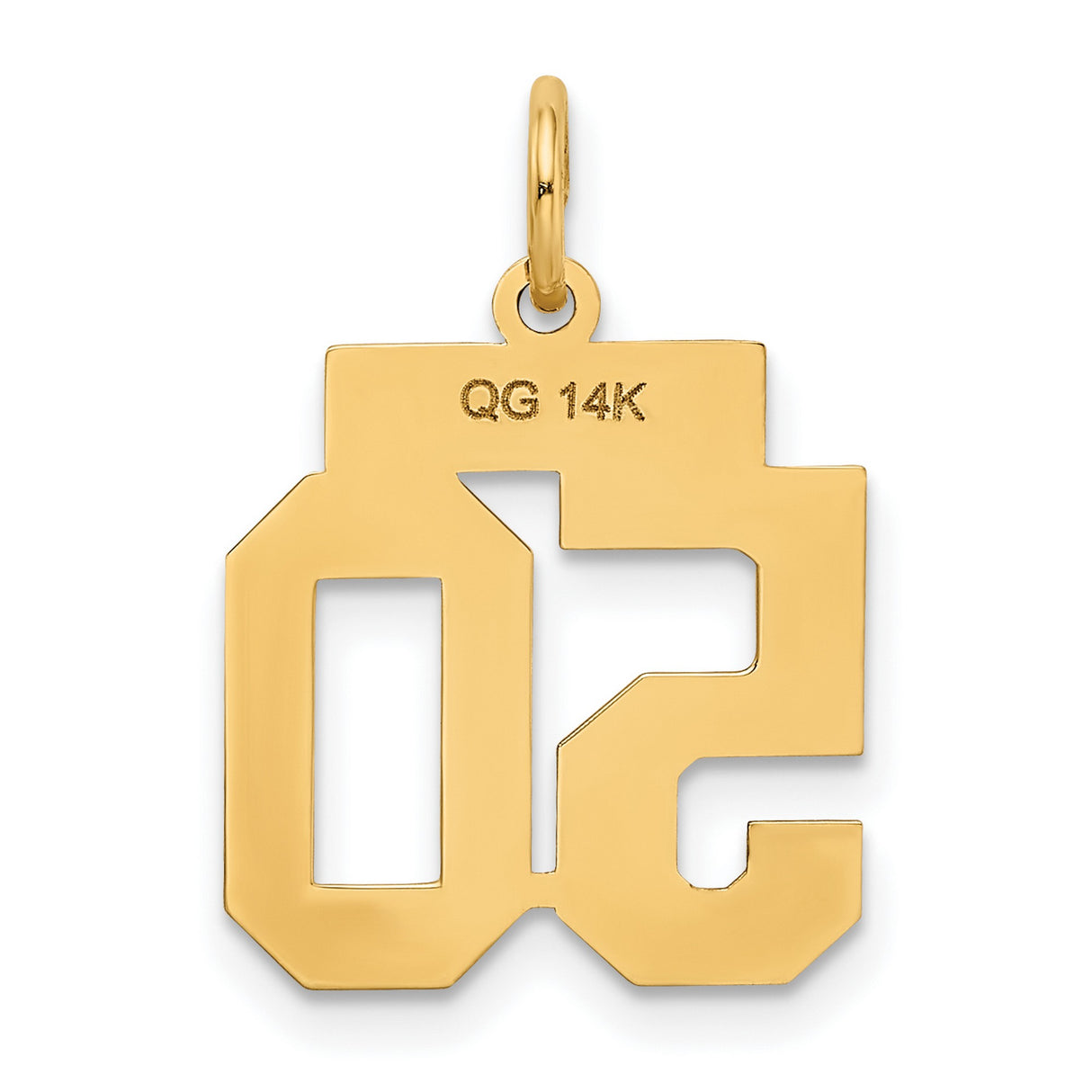 14k Yellow Gold Number 50 Pendant, Bold Block Sports Design for Men or Unisex Wear