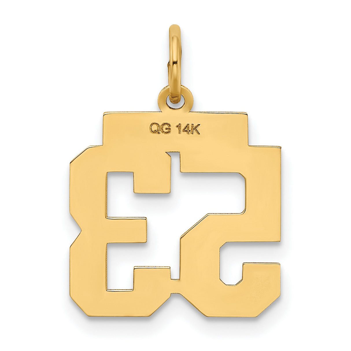 Small Polished Number 53 Charm Pendant in Real 14k Yellow Gold