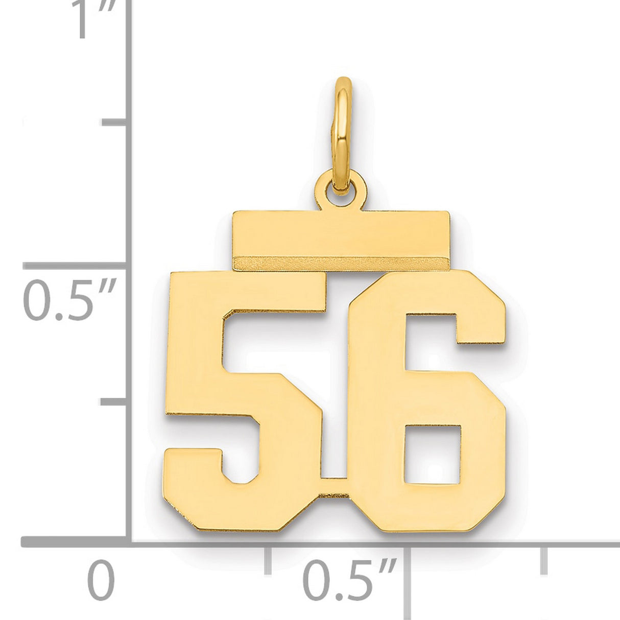 Small Polished Number 56 Charm Pendant in Real 14k Yellow Gold