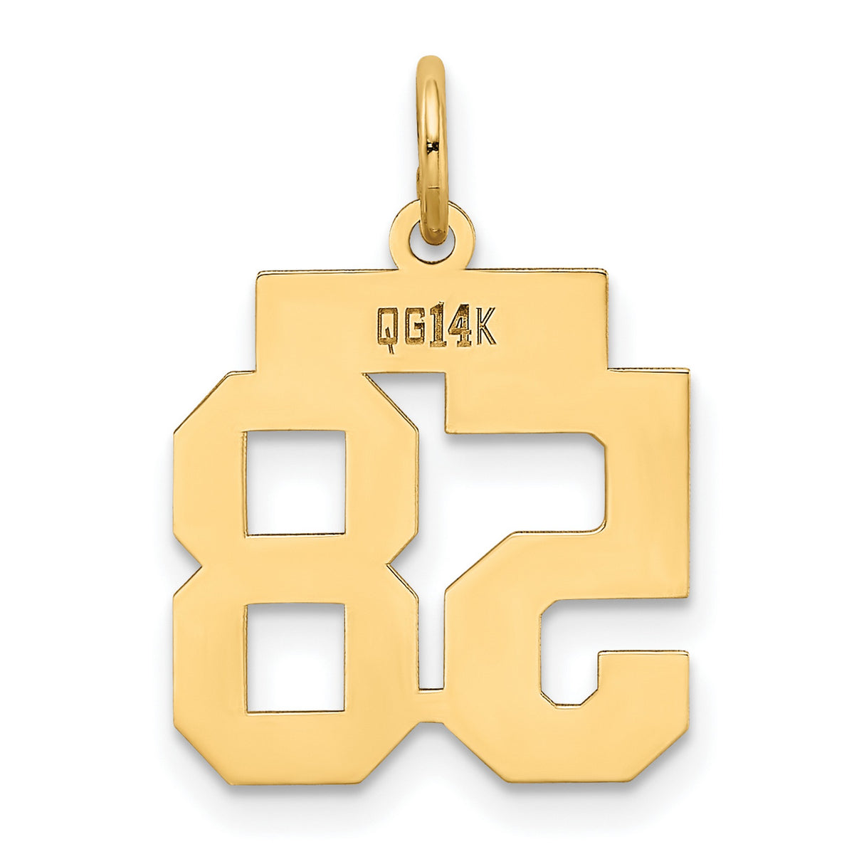 14k Yellow Gold Number 58 Pendant Charm, Bold Block Jersey Style, Unisex Sports Theme