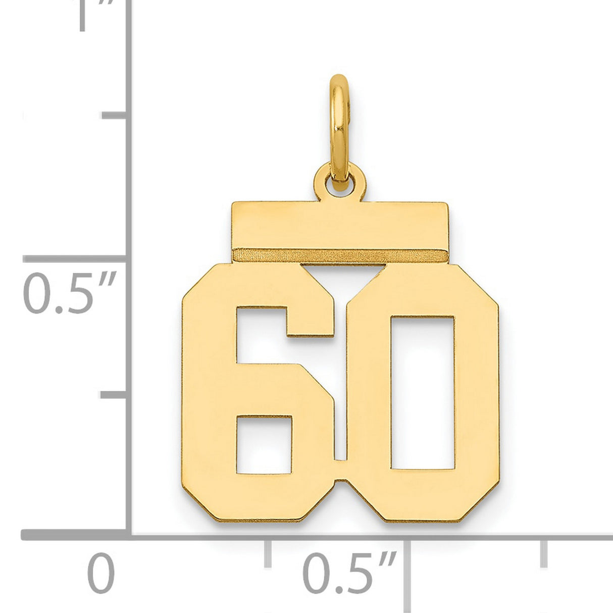 Small Polished Number 60 Charm Pendant in Real 14k Yellow Gold