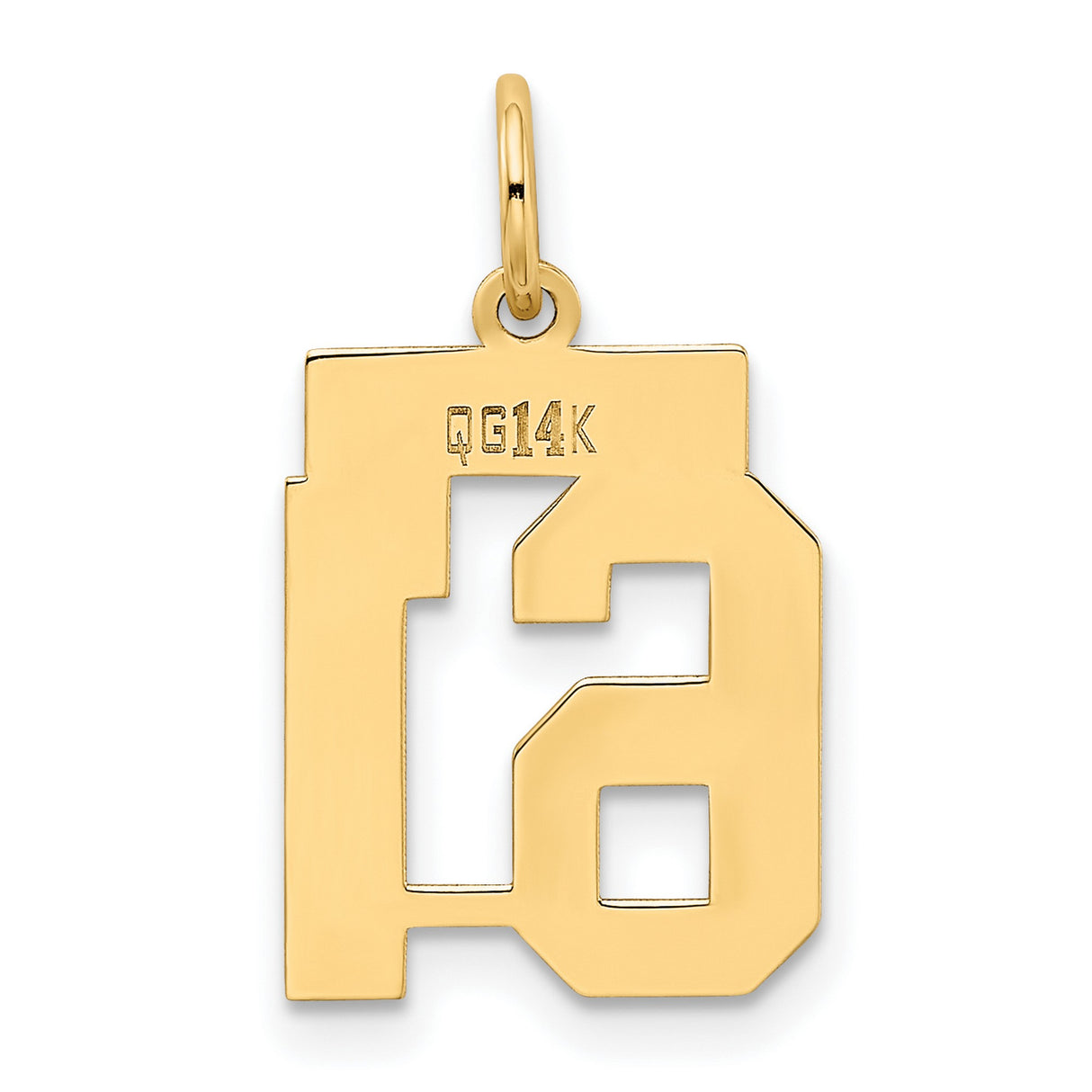 14k Yellow Gold Number 61 Pendant Charm, Bold Block Style Athletic Jersey Charm