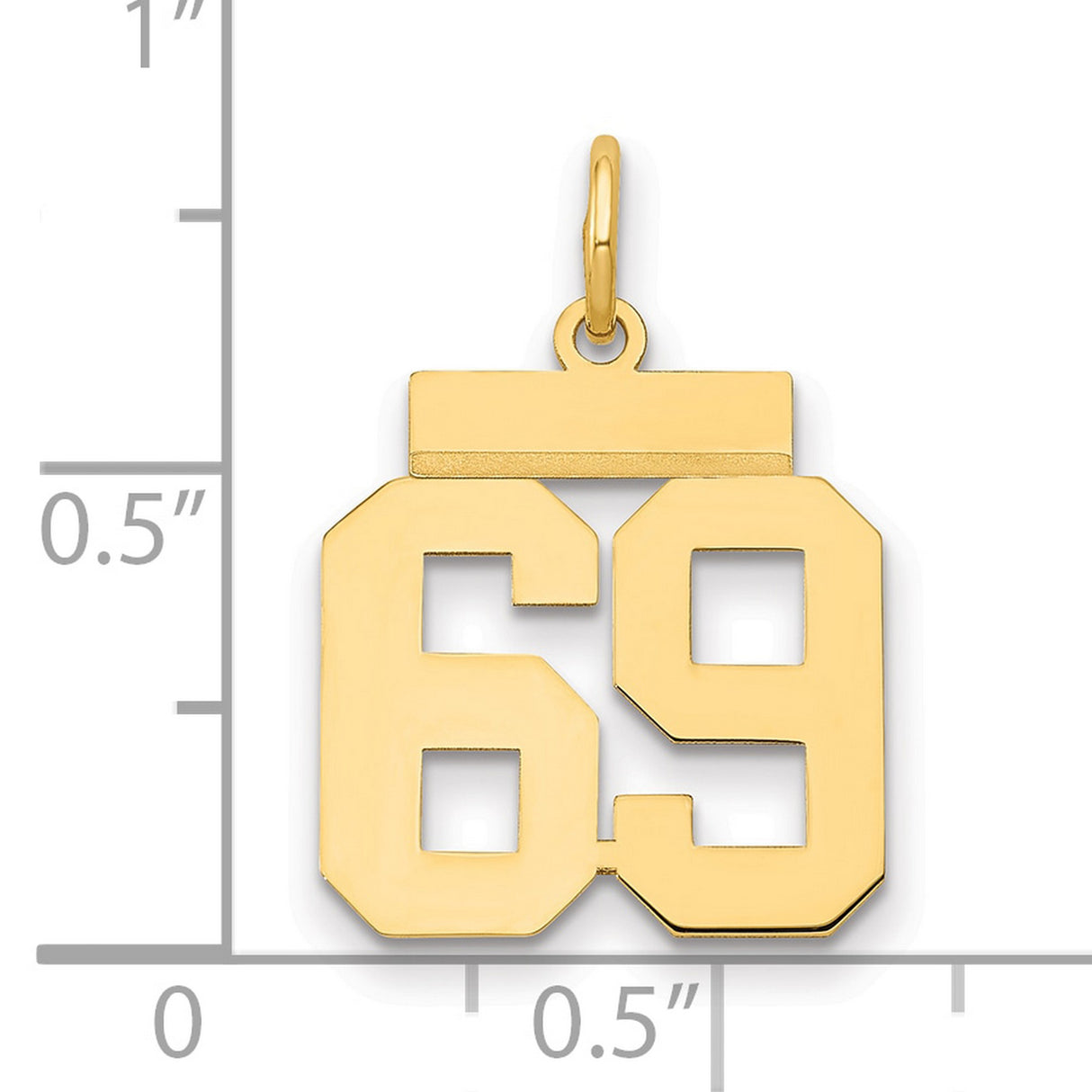 Small Polished Number 69 Charm Pendant in Real 14k Yellow Gold