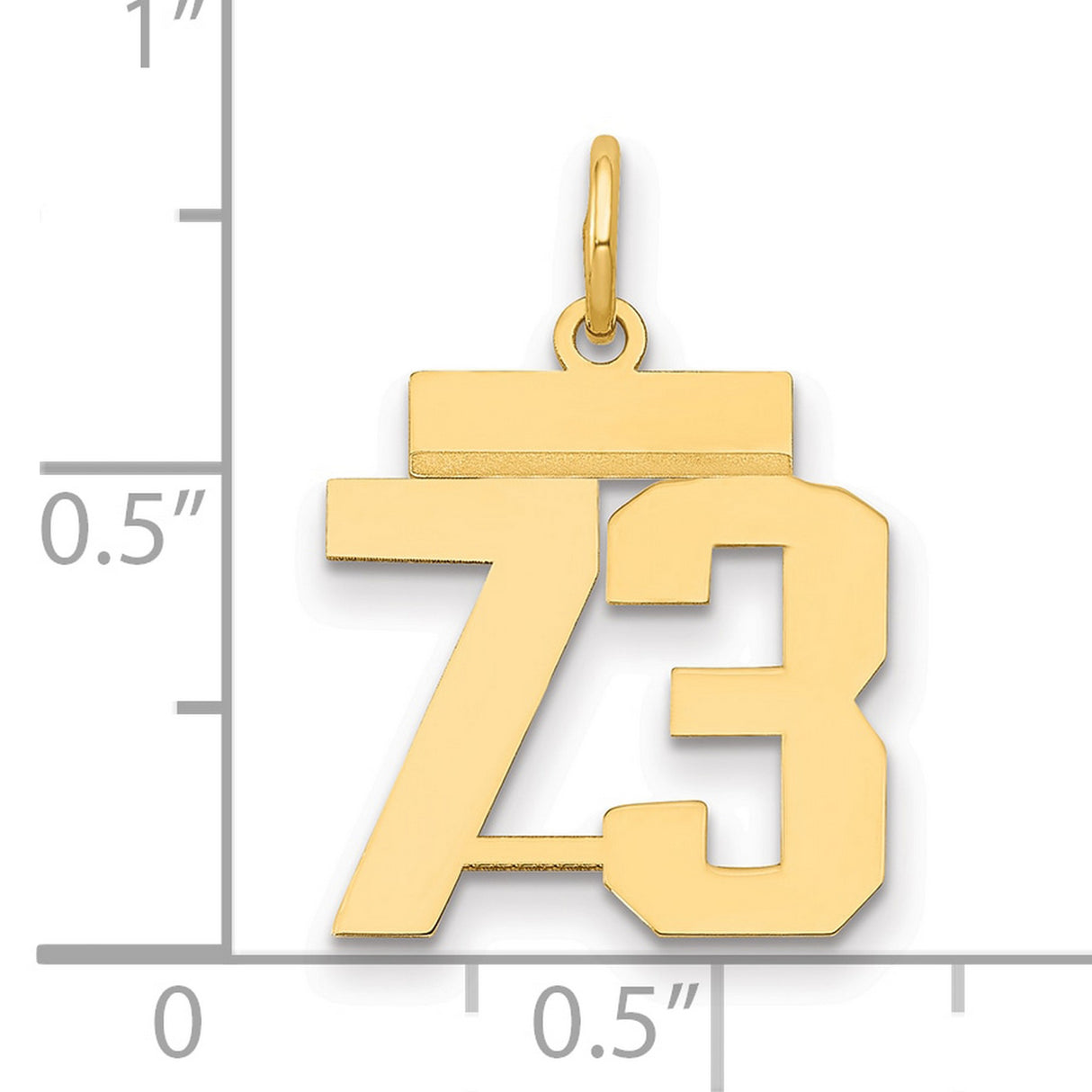 Small Polished Number 73 Charm Pendant in Real 14k Yellow Gold