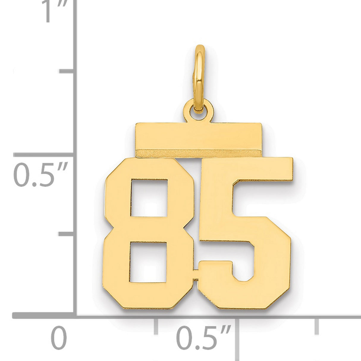 Small Polished Number 85 Charm Pendant in Real 14k Yellow Gold
