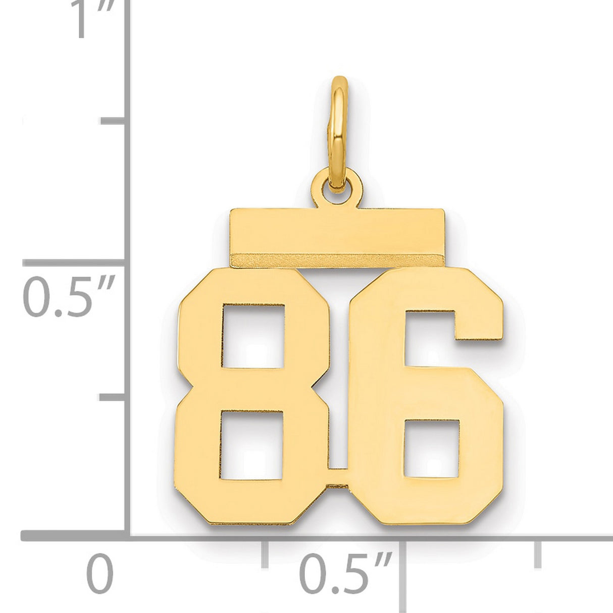 Small Polished Number 86 Charm Pendant in Real 14k Yellow Gold