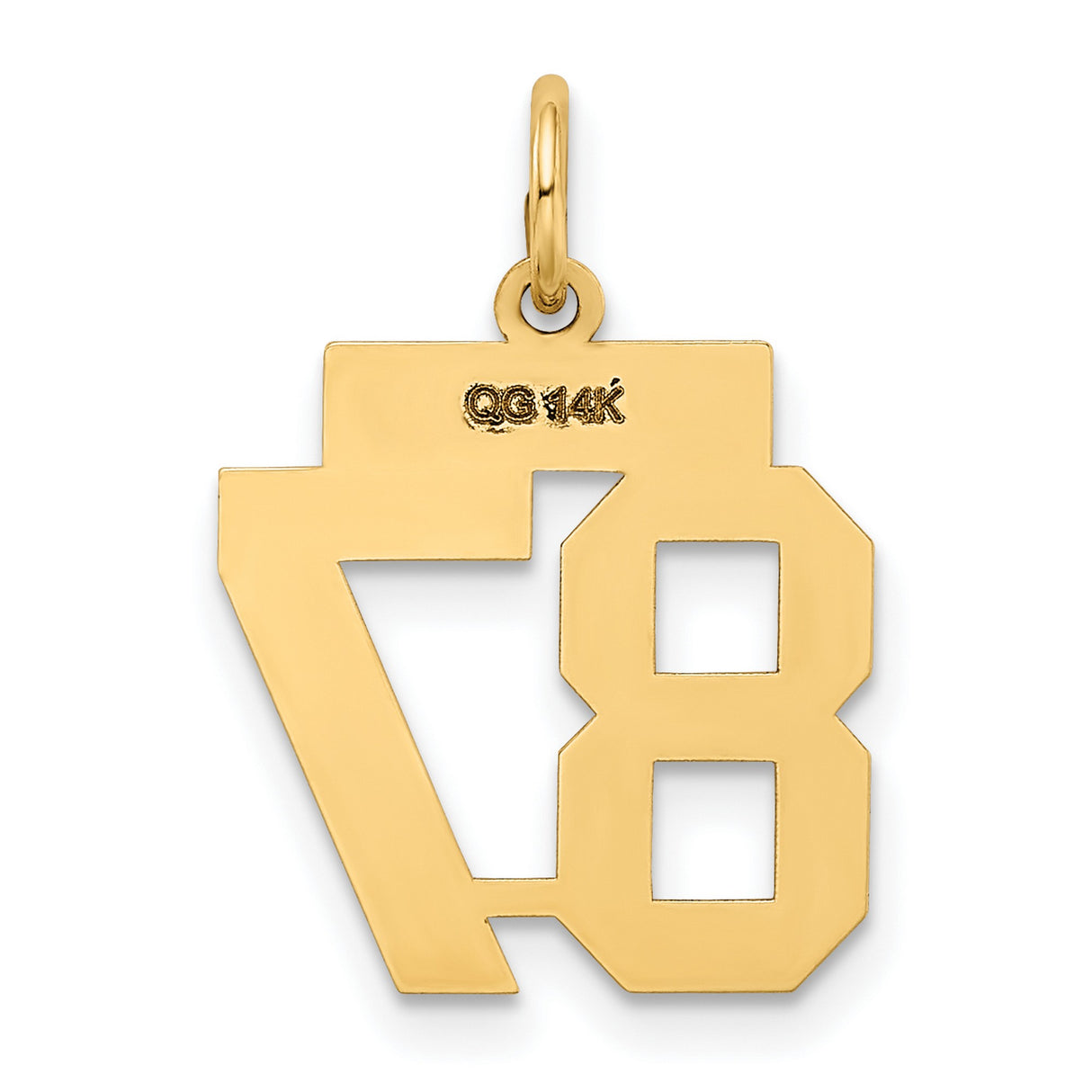 Small Polished Number 87 Charm Pendant in Real 14k Yellow Gold