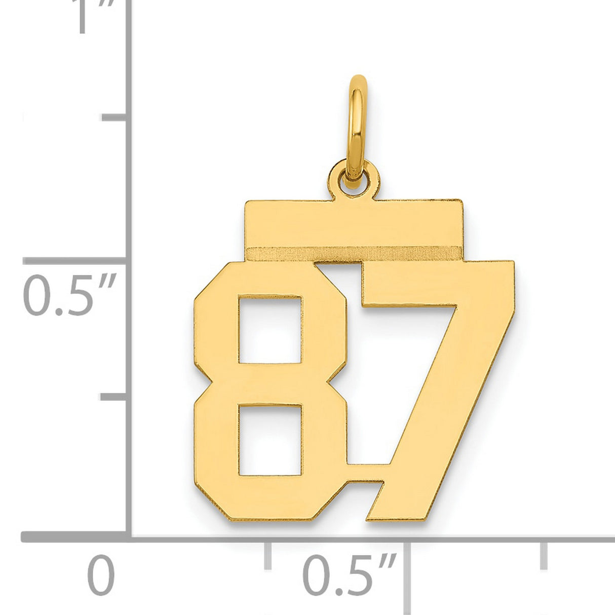Small Polished Number 87 Charm Pendant in Real 14k Yellow Gold