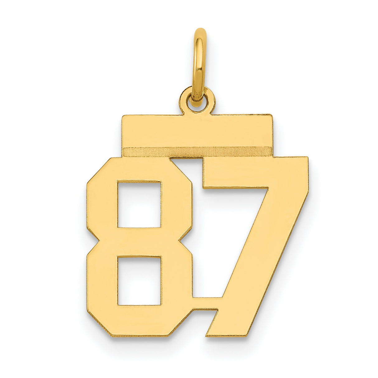 Small Polished Number 87 Charm Pendant in Real 14k Yellow Gold