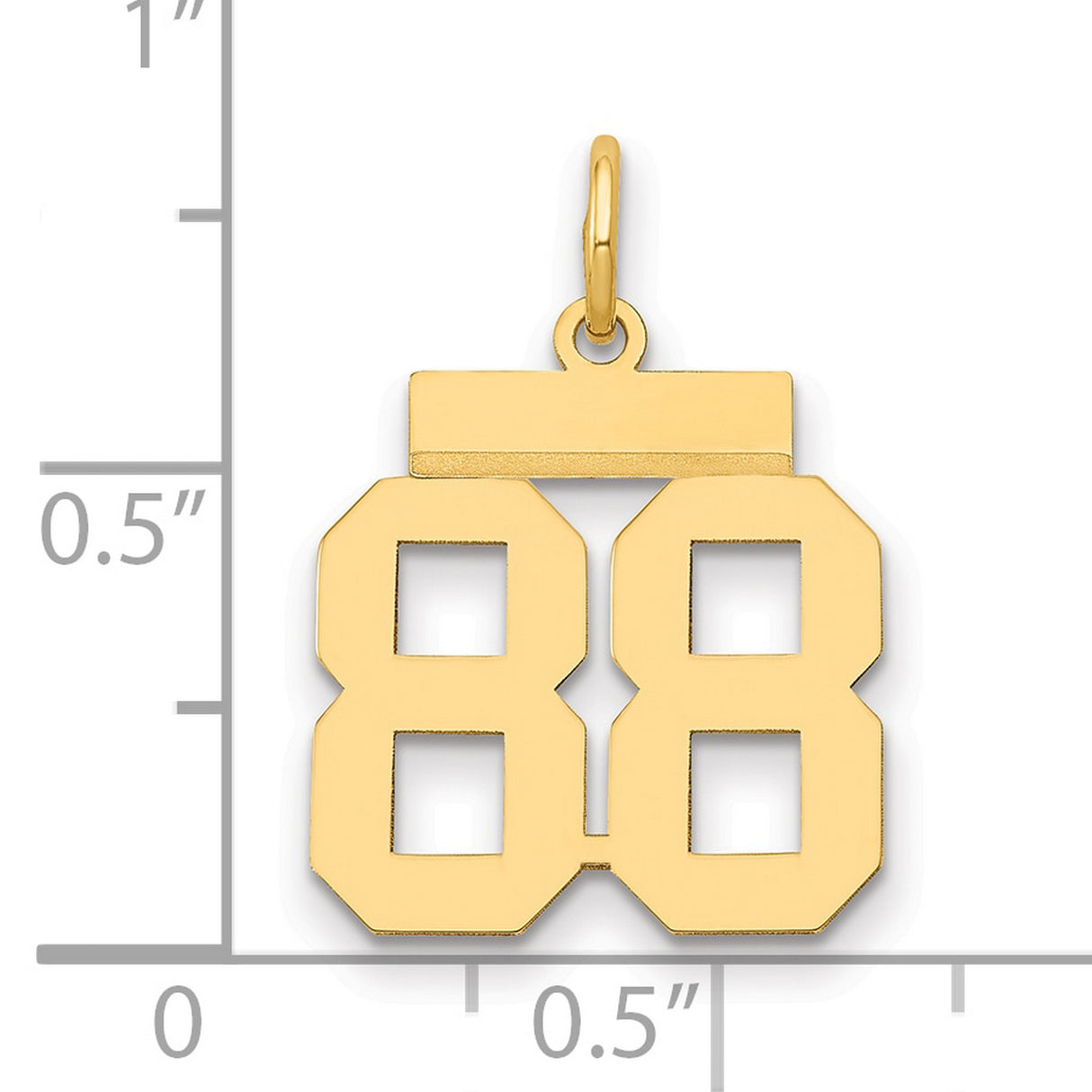 Small Polished Number 88 Charm Pendant in Real 14k Yellow Gold