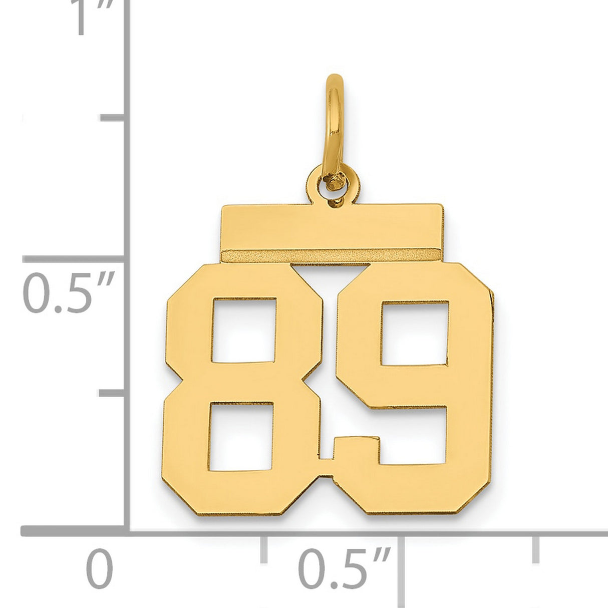 14k Yellow Gold Number 89 Pendant, Block Style Sports Charm for Men and Women