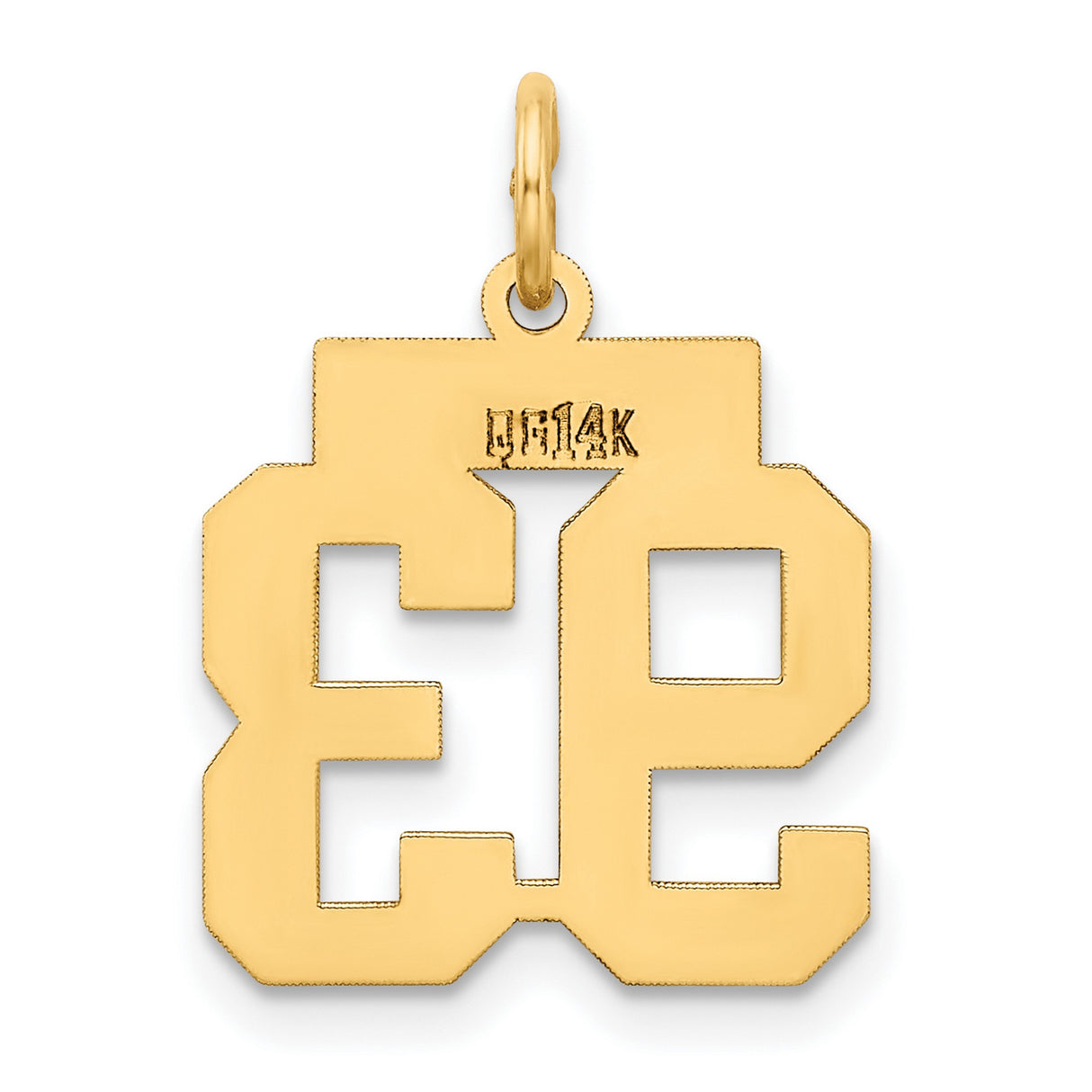 Small Polished Number 93 Charm Pendant in Real 14k Yellow Gold