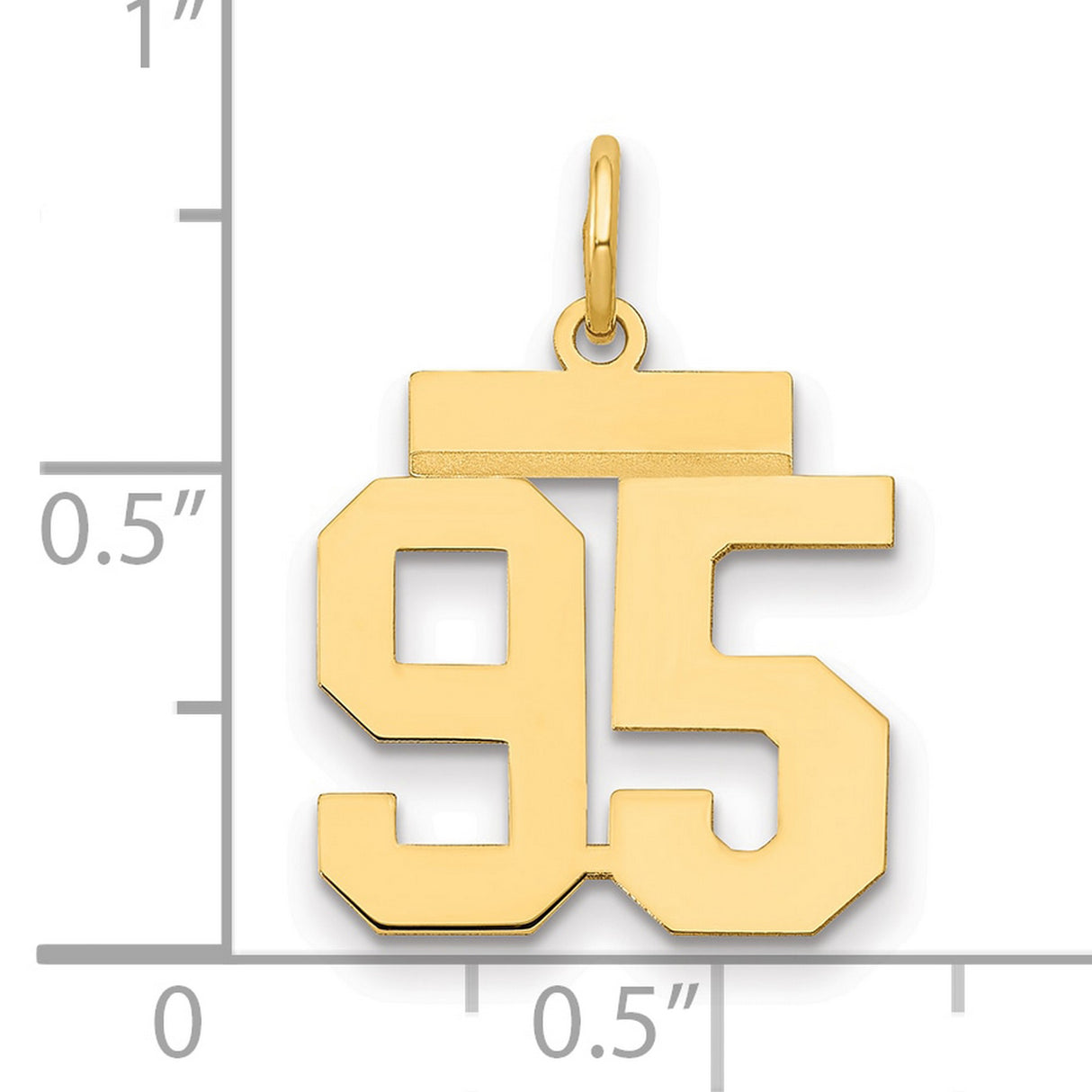 Small Polished Number 95 Charm Pendant in Real 14k Yellow Gold