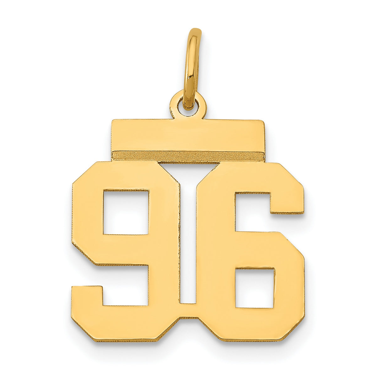 Small Polished Number 96 Charm Pendant in Real 14k Yellow Gold
