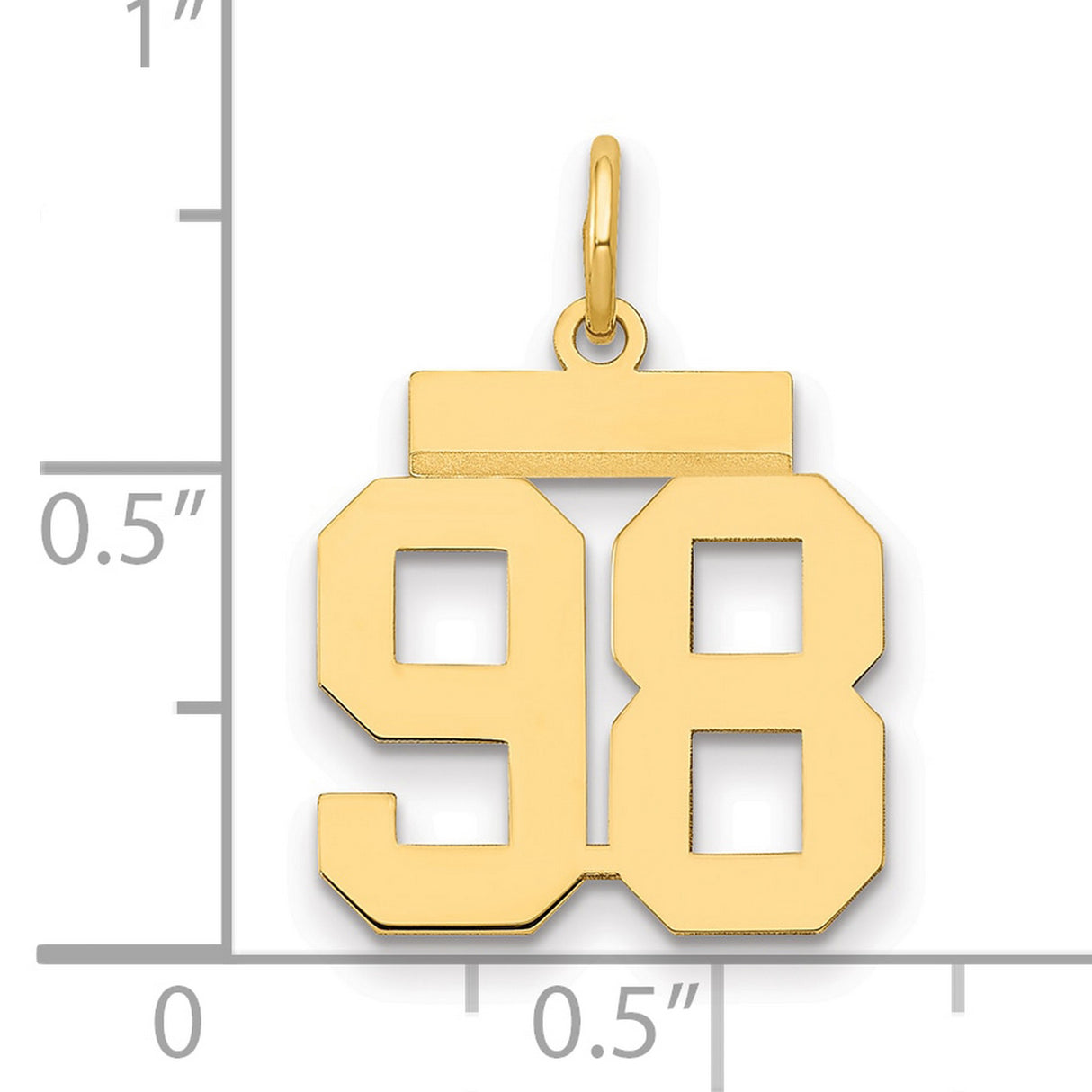 Small Polished Number 98 Charm Pendant in Real 14k Yellow Gold