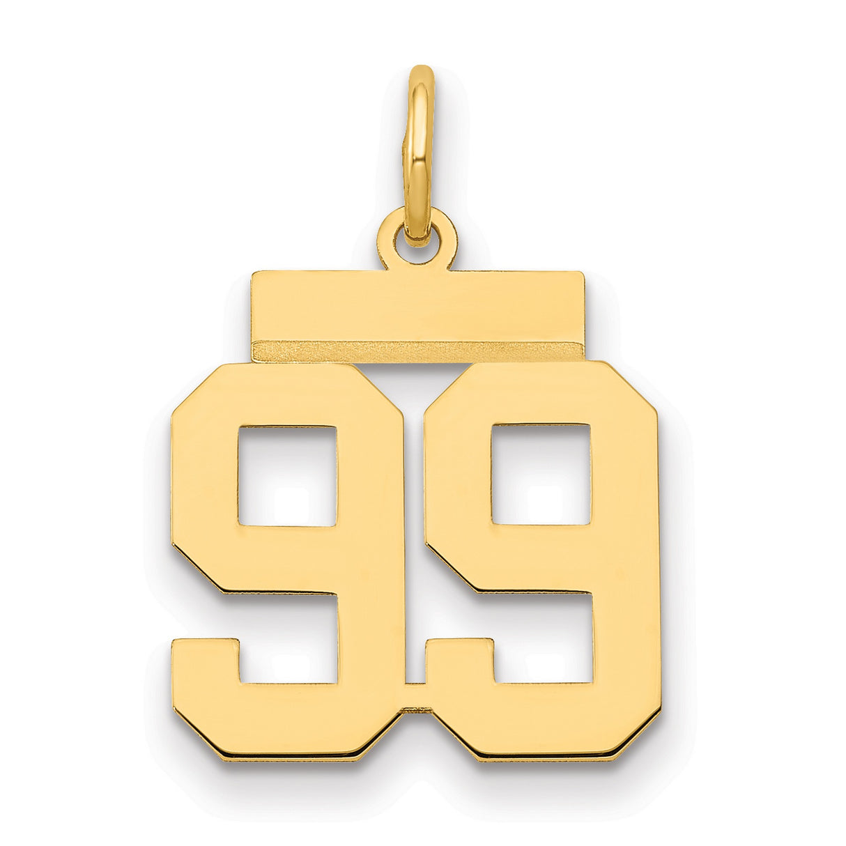 14k Yellow Gold Number 99 Pendant, Bold Block Numerals, Jersey Style Sports Charm for Men or Unisex