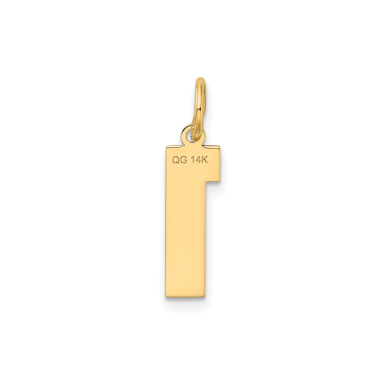 14k Yellow Gold Number One Pendant Charm, Medium Satin Finish, Unisex Leadership Symbol