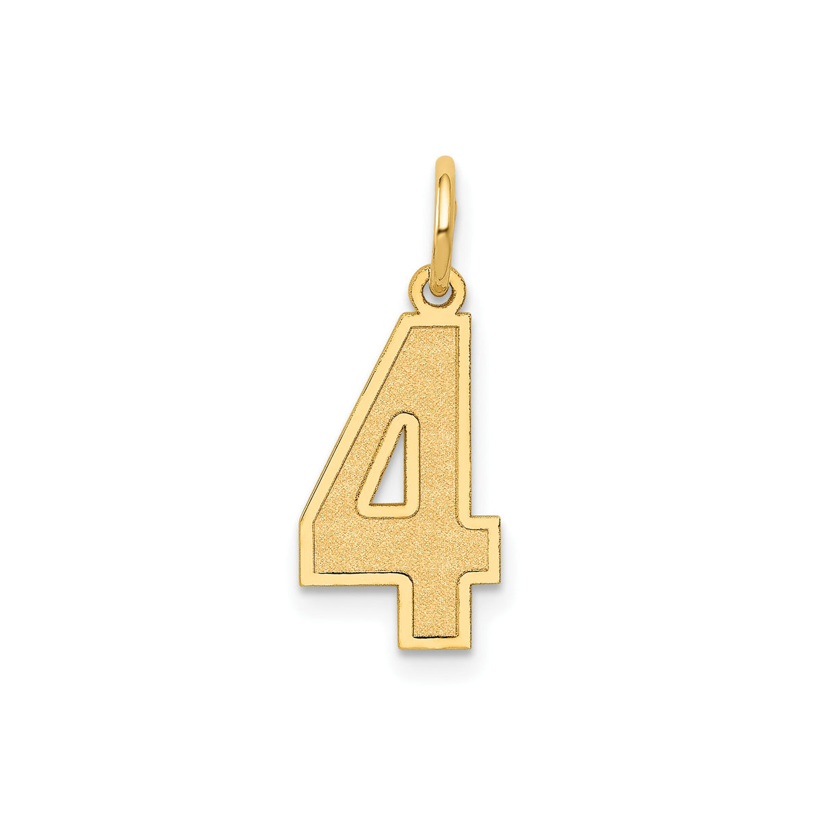 14k Yellow Gold Number 4 Pendant Charm, Bold Block Numeral Design, Unisex Jewelry Accessory