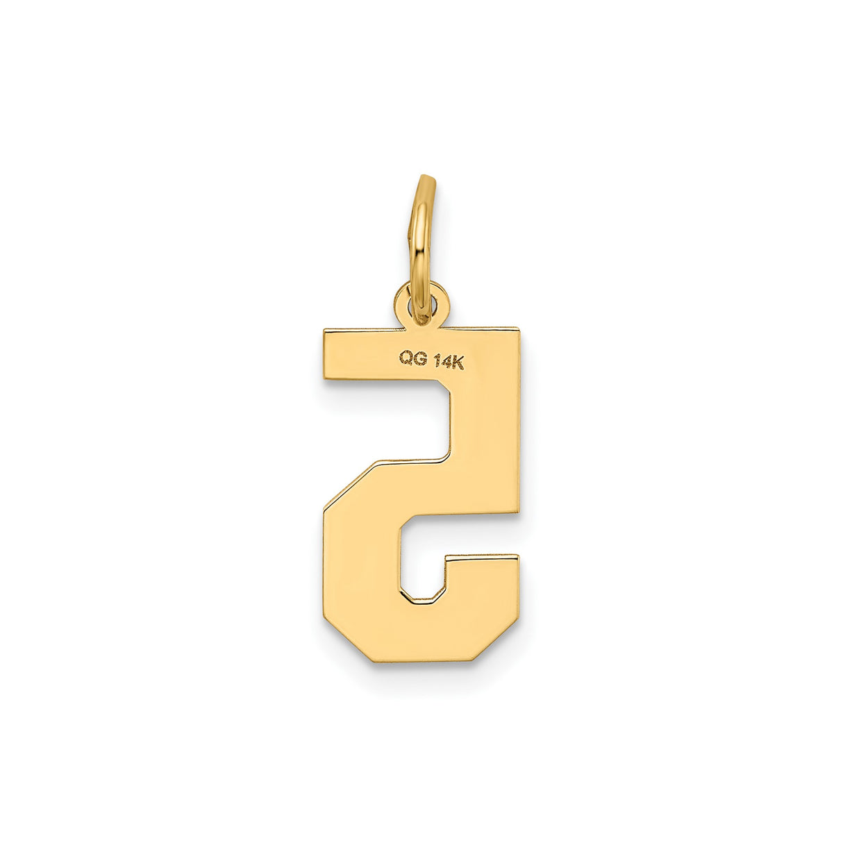 14k Yellow Gold Number Five Charm Pendant with Textured Satin Finish