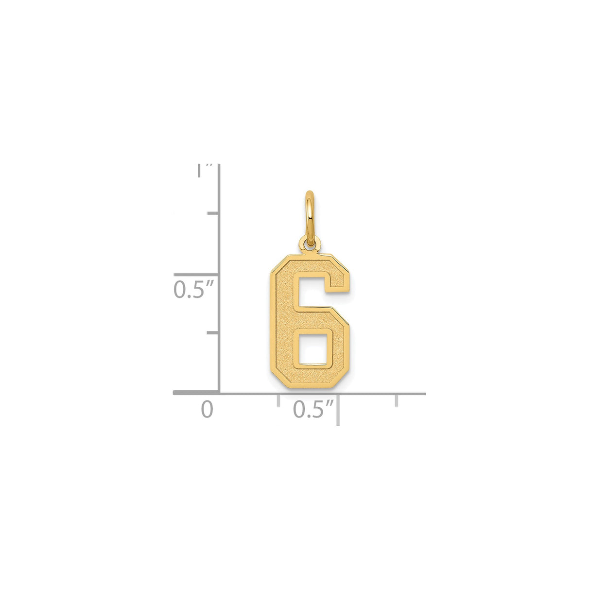 14k Yellow Gold Number 6 Pendant Charm, Bold Varsity Style Unisex Jewelry