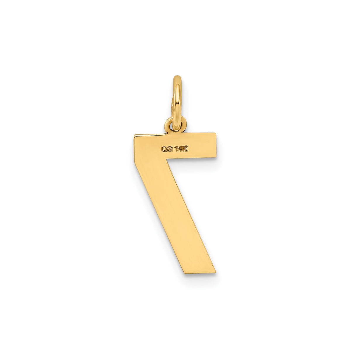 14k Yellow Gold Number 7 Charm Pendant with Textured Satin Finish and Polished Edge