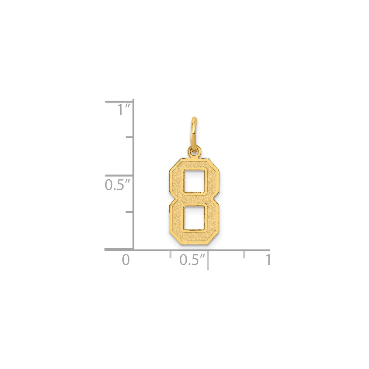 14k Yellow Gold Number 8 Pendant Charm with Bold Block Design and Textured Finish