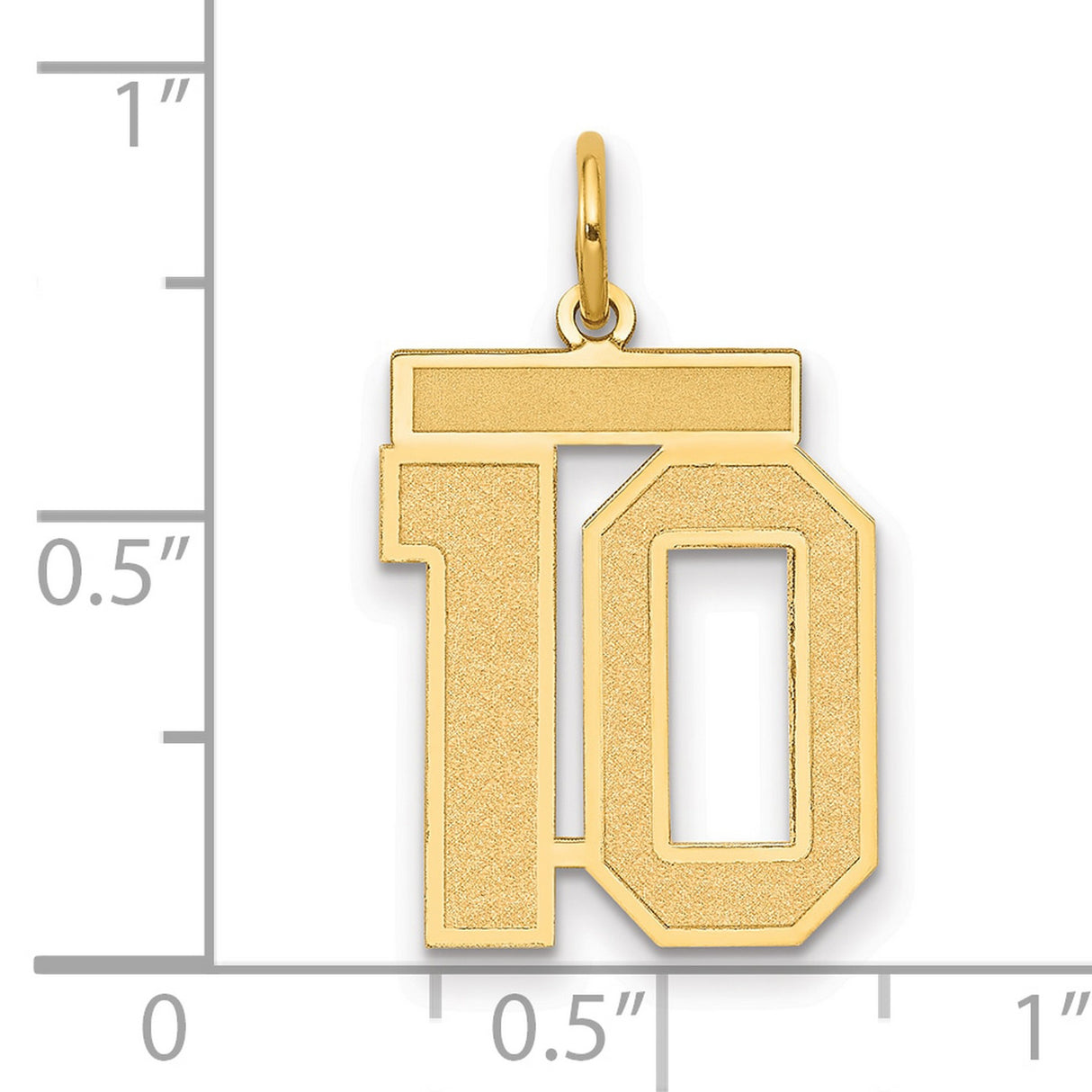 14k Yellow Gold Number 10 Pendant Charm, Bold Block Style Athletic Jewelry for Men and Women