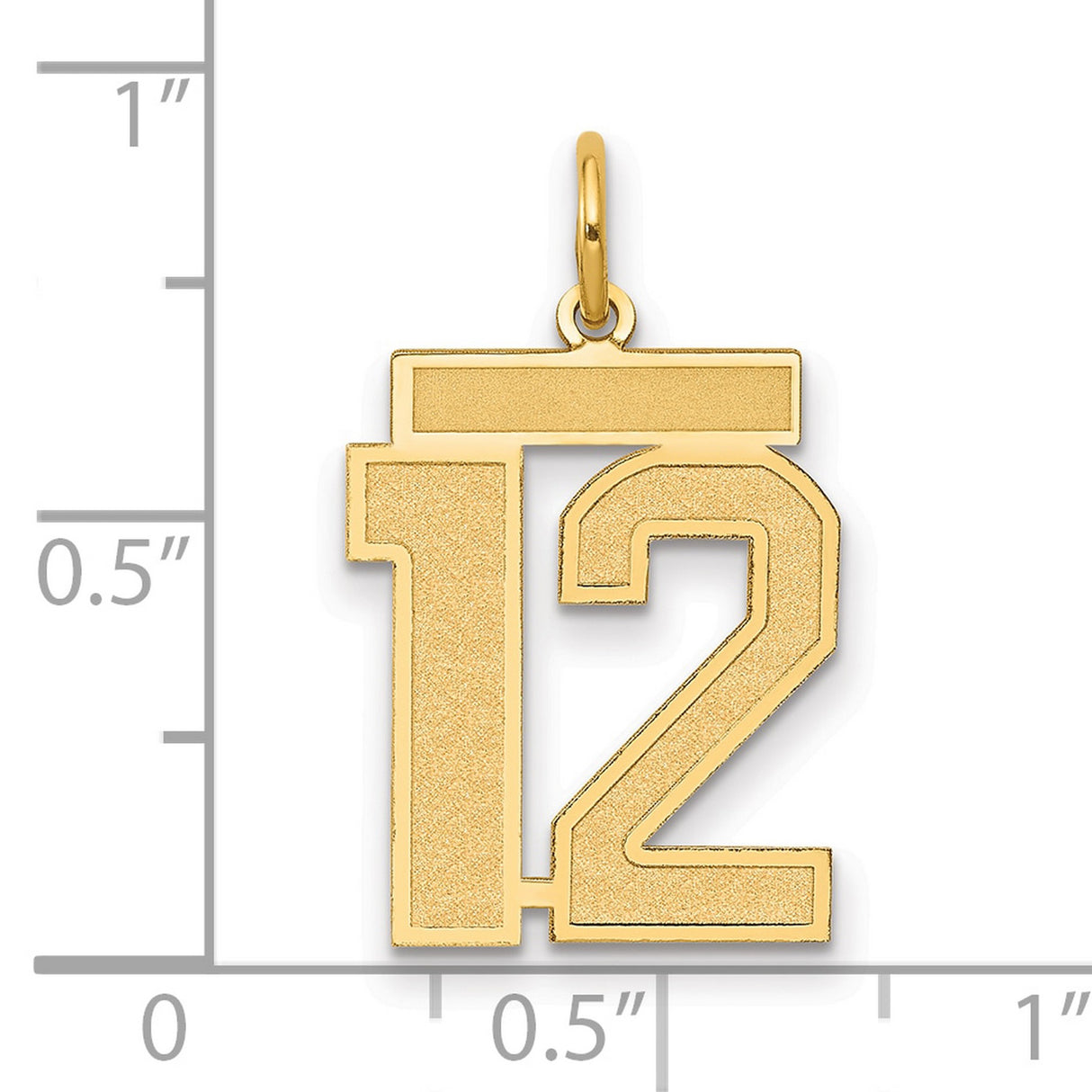 14k Yellow Gold Number 12 Pendant, Bold Sports Style Charm for Men or Unisex