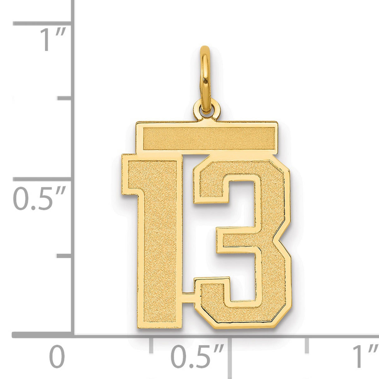 14k Yellow Gold Number 13 Pendant, Textured Design, Urban Hip Hop Style for Men or Unisex