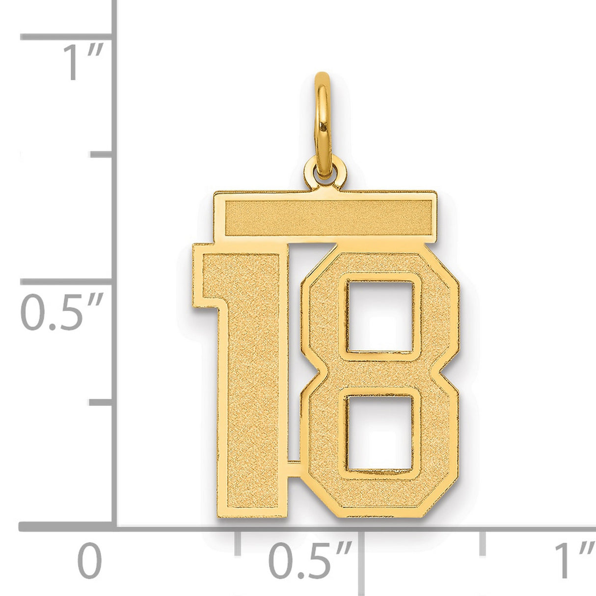 14k Yellow Gold Number 18 Pendant Charm, Bold Block Style Jewelry for Women or Unisex Wear