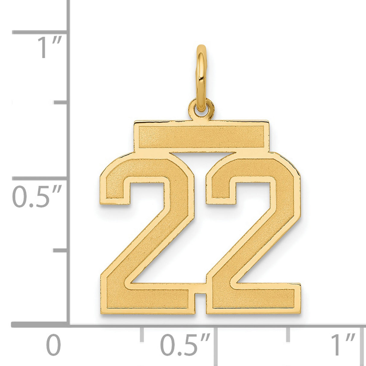 14k Yellow Gold Number 22 Pendant, Polished Sports Charm for Athletes or Milestone Keepsake
