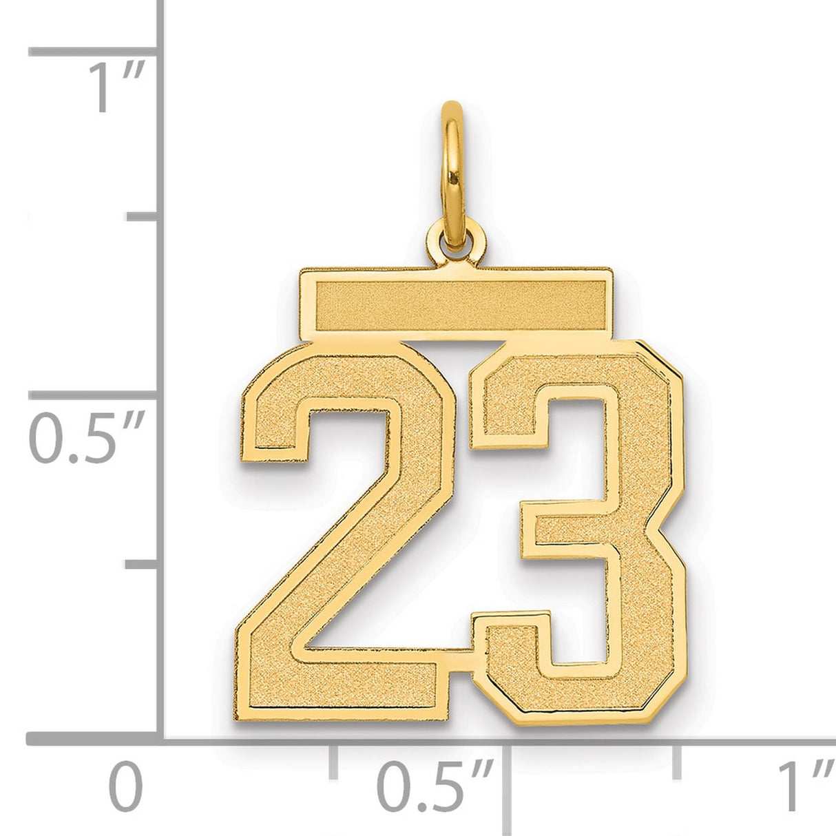 14k Yellow Gold Number 23 Pendant, Bold Varsity Style Sports Charm for Men or Women