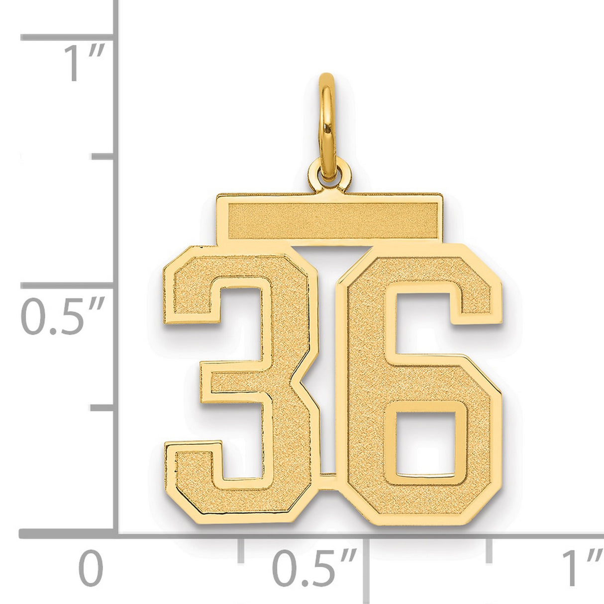 Medium Satin Number 36 Charm Pendant in Real 14k Yellow Gold