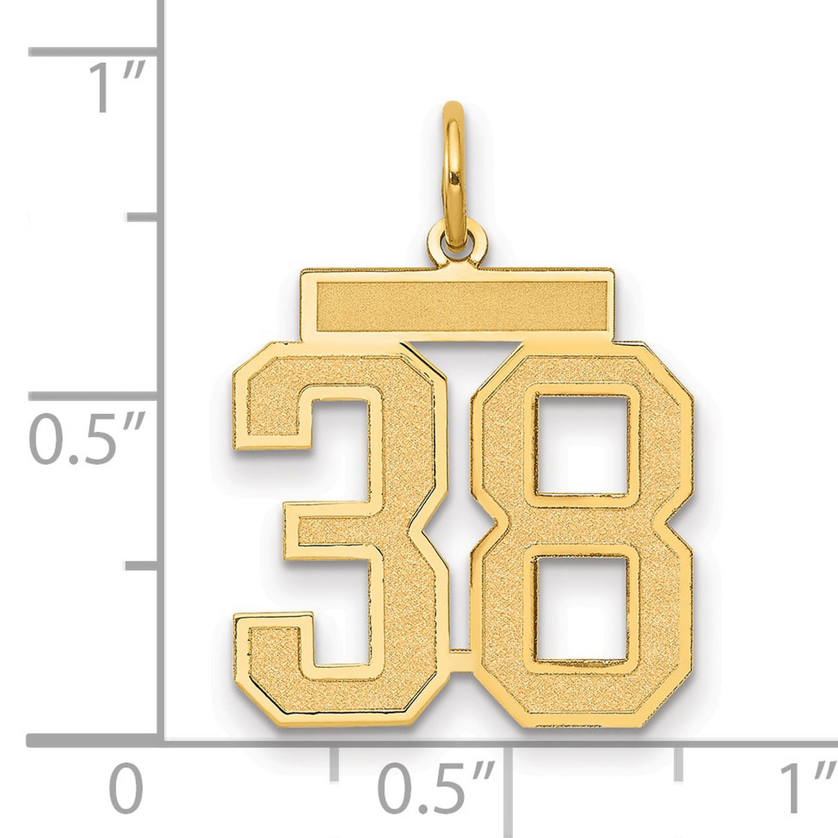 Medium Satin Number 38 Charm Pendant in Real 14k Yellow Gold