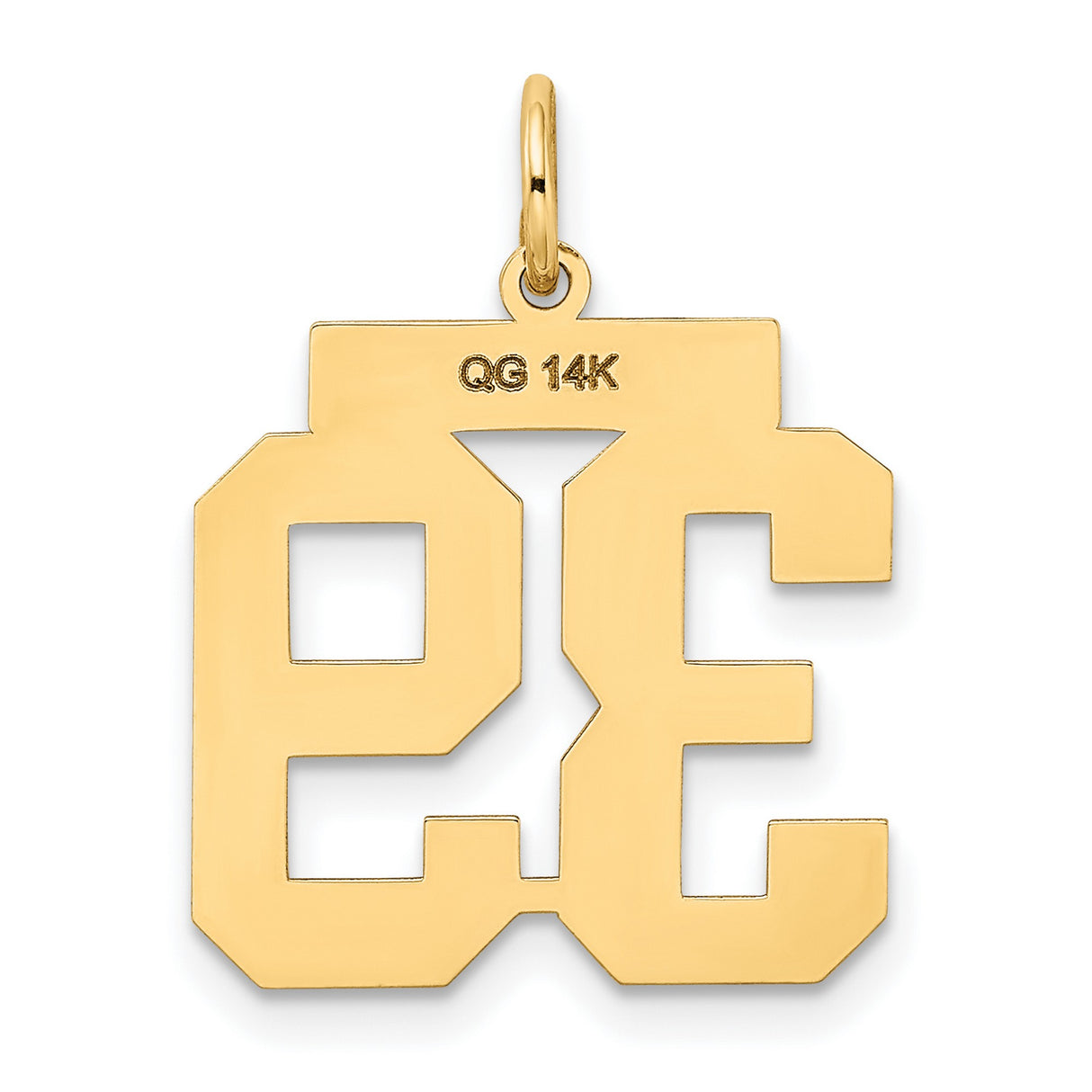 Medium Satin Number 39 Charm Pendant in Real 14k Yellow Gold